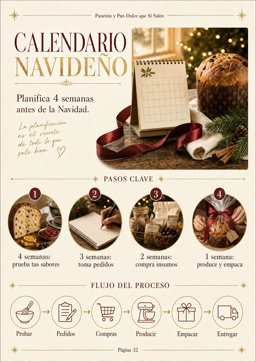 Interior de la guía: calendario navideño de cuatro semanas