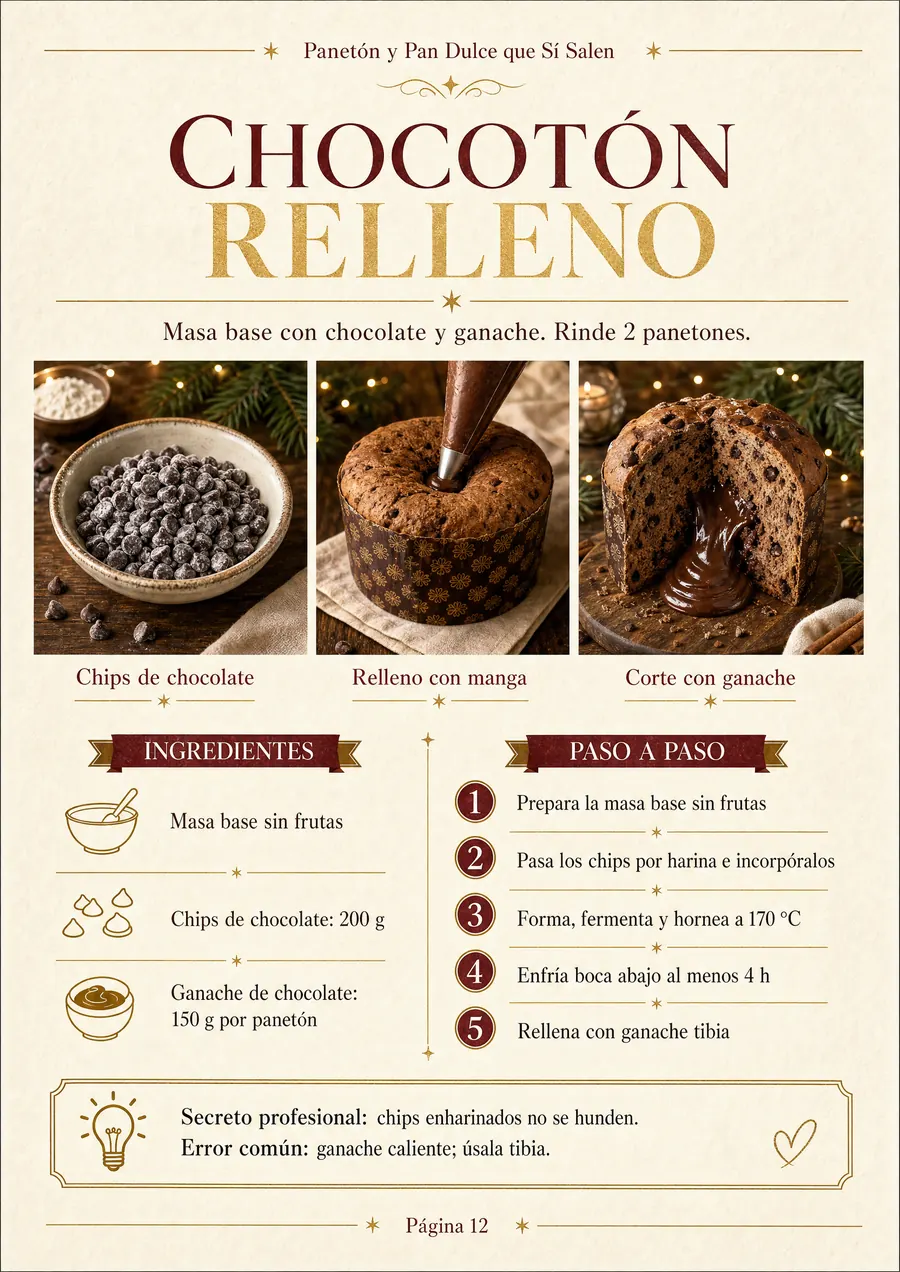 Interior de la guía: receta de chocotón relleno