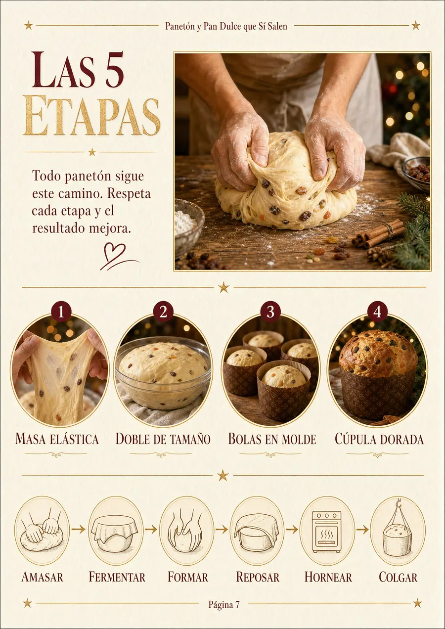 Interior de la guía: las etapas del panetón, de amasar a colgar