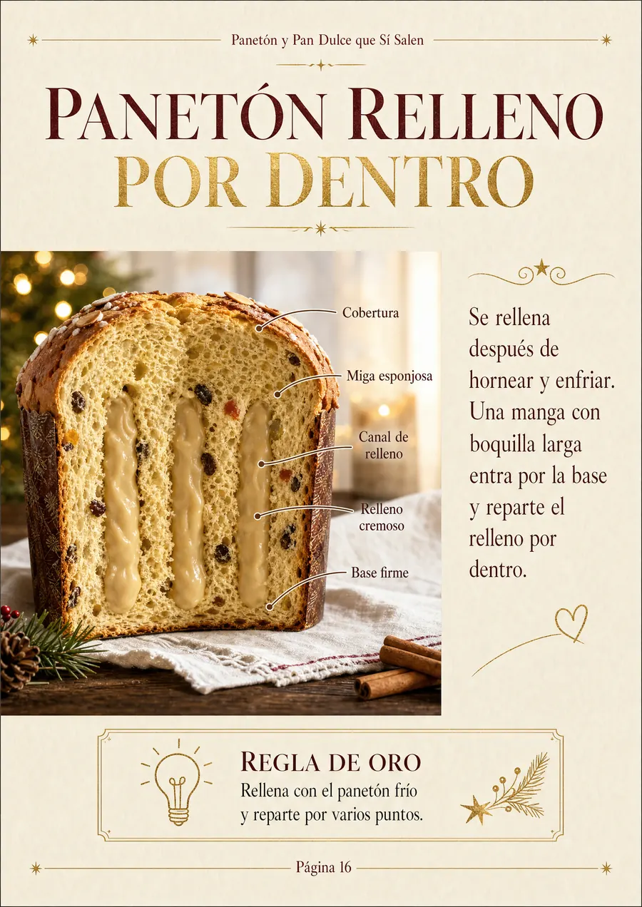 Interior de la guía: panetón relleno visto por dentro